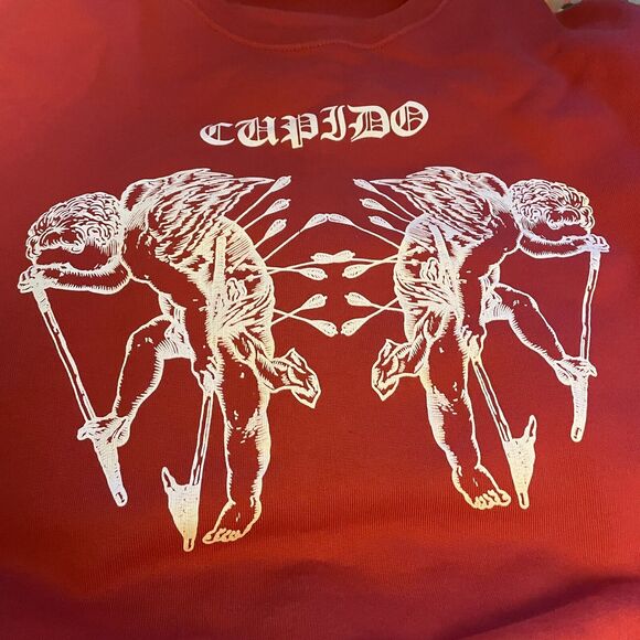 Marcelo Burlon Cupido Tattoo Graphic Red Cotton Pullover Sweatshirt NWOT Size S - Picture 7 of 10